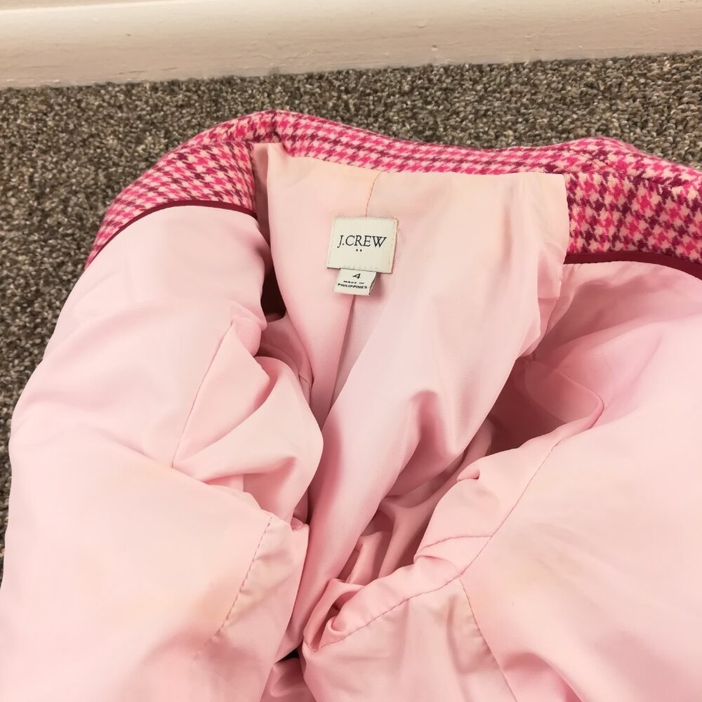 J. Crew Pink Houndstooth Skirt Suit Set - Picture 9 of 16